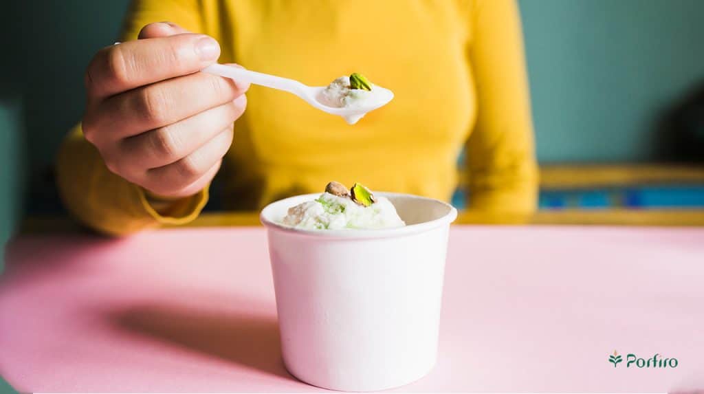 Pregnant woman eating food containing pistachios