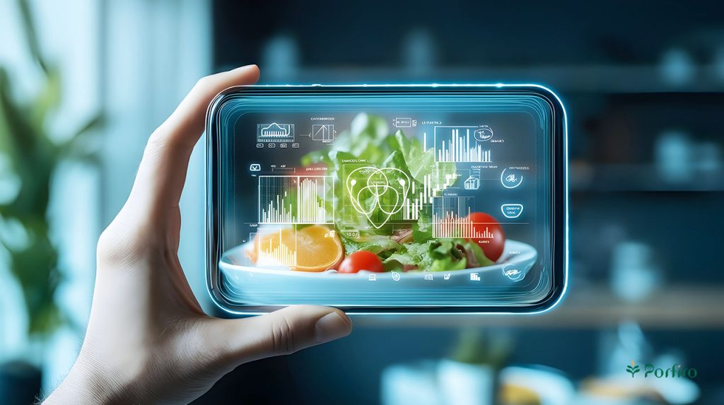 Image of food items having their nutritional data analyzed by artificial intelligence tools