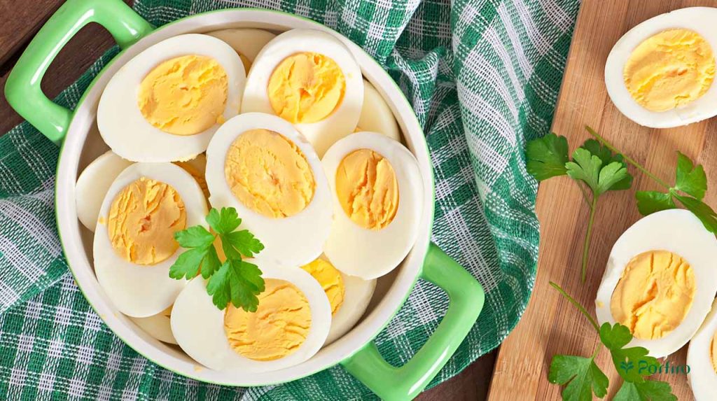 Boiled and halved eggs, which are a major allergen