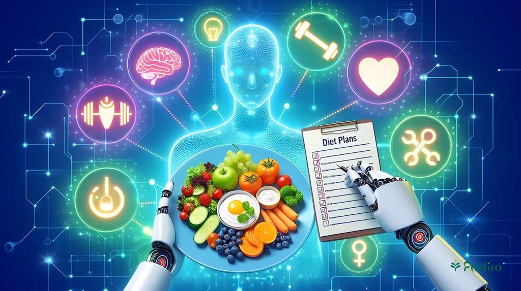 A robot's hands hold a container in which food is being analyzed according to a person's personal characteristics.