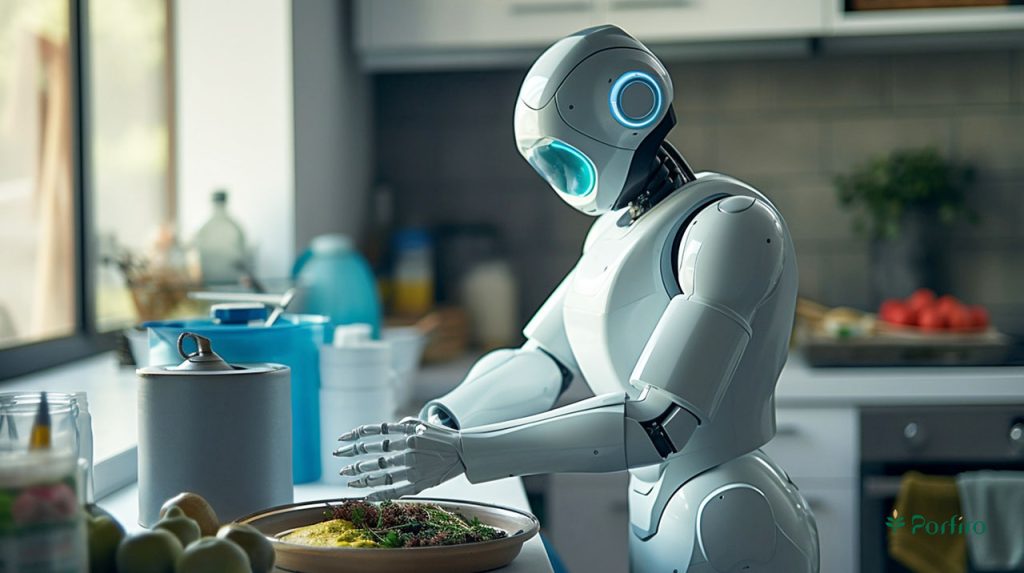 A robot cooking in a kitchen environment