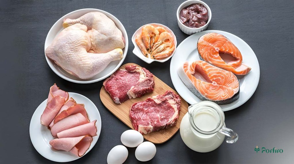مواد غذایی ممنوع برای افراد گیاهخوار از قبیل انواع گوشتها، مواد غذایی دریایی، شیر و تخم مرغ
