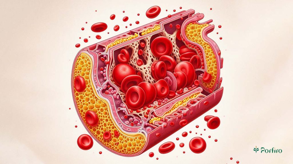 Schematic view of a blood vessel with all its components.