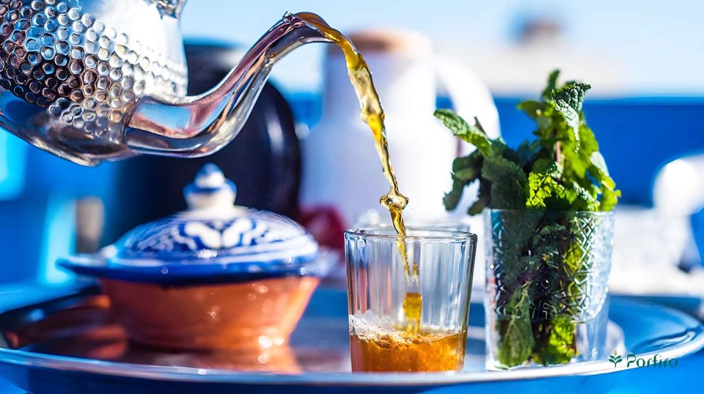 A pot of Maghrib tea and its preparation equipment