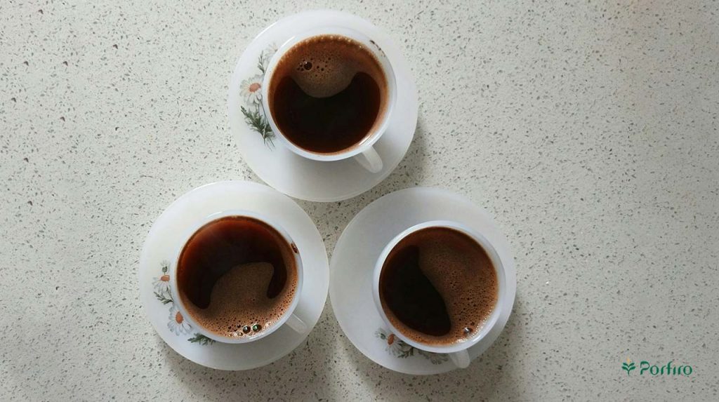 Three cups of tea side by side for the three-cup tea tradition