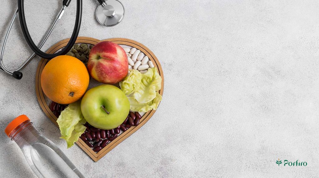 Foods to lower blood pressure along with a stethoscope