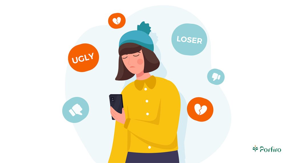 Vector of a woman who has received negative points from social networks.