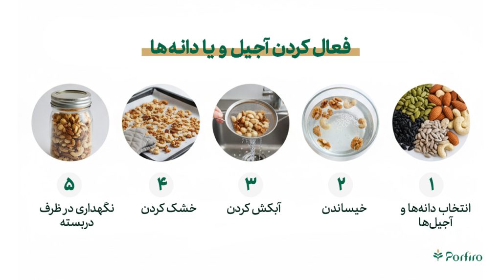 مراحل فعال کردن آجیل و یا دانه ها